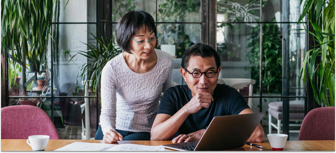Decorative: Couple working on a laptop